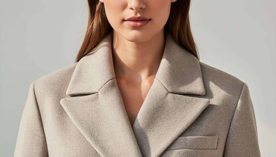 Model holding a luxury coat made from bamboo-leather bio-based vegan material in an editorial studio setting